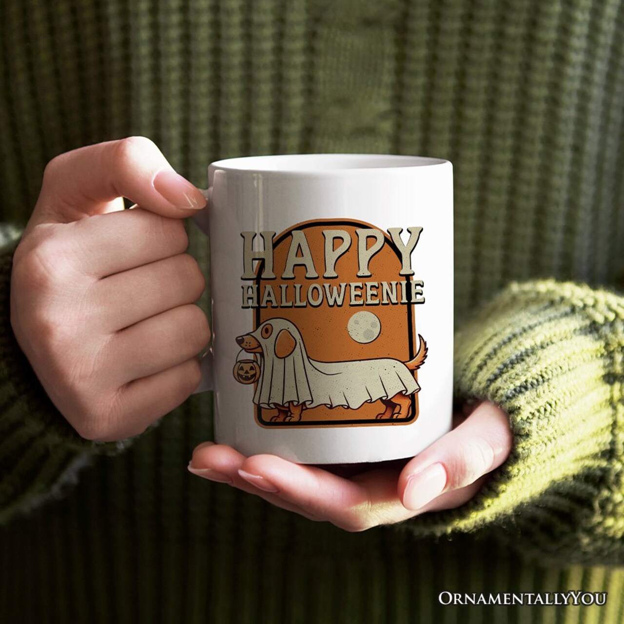 Happy Halloweenie, Halloween Mug, Retro Halloween Dachshund Gift